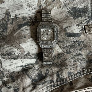 Silver moissanite watch